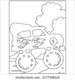 Monster truck outline design for coloring page, Off Road Vehicle