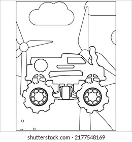 Monster truck outline design for coloring page, Off Road Vehicle