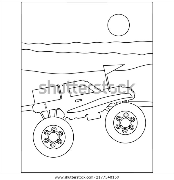 Monster truck outline design for coloring page,\
Off Road Vehicle