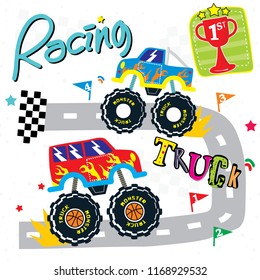 monster truck racing cartoon