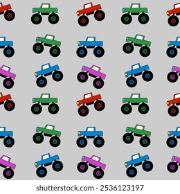 monster truck seamless pattern can be used for fabric textile wallpaper print or wrapped paper