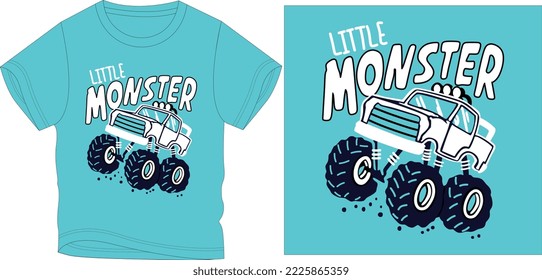 MONSTER TRUCK SHORT t shirt graphic design vector illustration \
