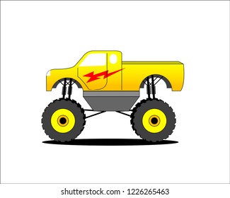 Monster Truck Side View Vector