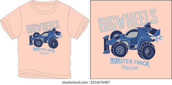 
monster truck t shirt graphic design vector illustration \