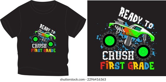 Monster truck t shirt graphic design vector illustration \