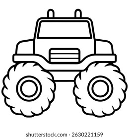 Monster Truck in Thin Line Art – Clean Monochrome Design for Extreme Sports