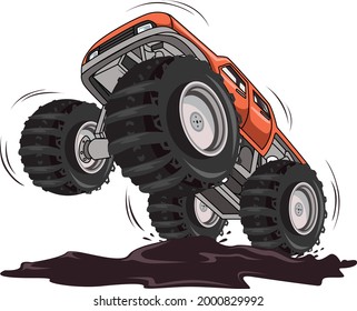 monster truck thrill hand drawing vector