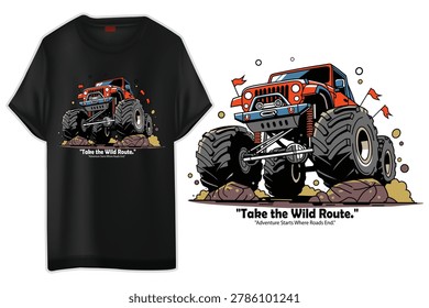 Monster Truck TShirt Vector Design Mockup