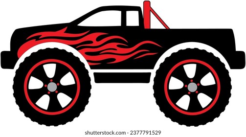 Monster Truck Vector Black Silhouette