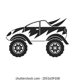 Monster truck vector icon.Black vector icon isolated on white background monster truck.