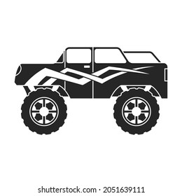 Monster truck vector icon.Black vector icon isolated on white background monster truck.