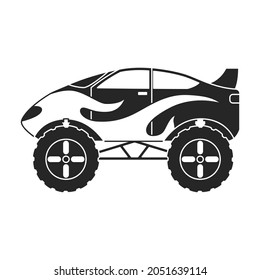 Monster truck vector icon.Black vector icon isolated on white background monster truck.