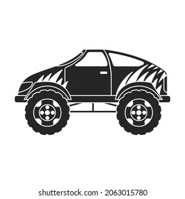 Monster truck vector icon.Black vector icon isolated on white background monster truck.