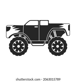 Monster truck vector icon.Black vector icon isolated on white background monster truck.