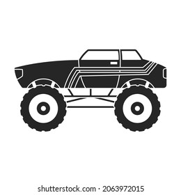 Monster truck vector icon.Black vector icon isolated on white background monster truck.