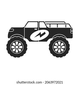 Monster truck vector icon.Black vector icon isolated on white background monster truck.