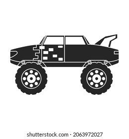 Monster truck vector icon.Black vector icon isolated on white background monster truck.