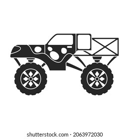 Monster truck vector icon.Black vector icon isolated on white background monster truck.