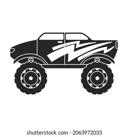 Monster truck vector icon.Black vector icon isolated on white background monster truck.