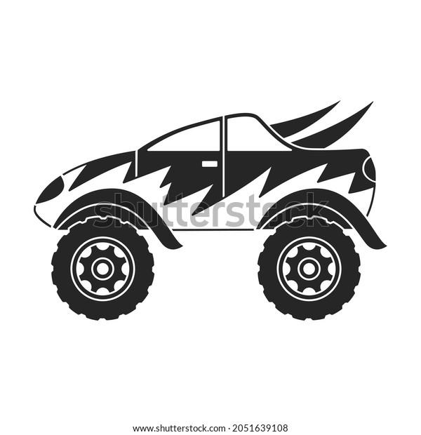 Monster truck vector icon.Black vector\
icon isolated on white background monster\
truck.