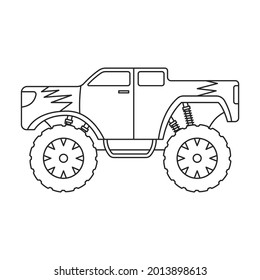 Monster truck vector icon.Outline vector icon isolated on white background monster truck.