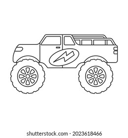 Monster Truck Vector Icon.Outline Vector Icon Isolated On White Background Monster Truck.