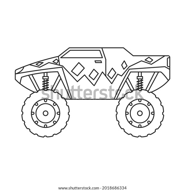 Monster truck vector icon.Outline vector\
icon isolated on white background monster\
truck.