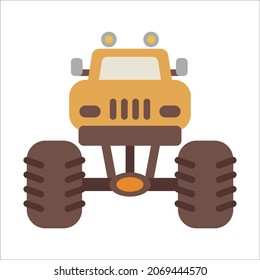 Monster truck vector illustration in cartoon style. Flat design for mobile app and web sites. 