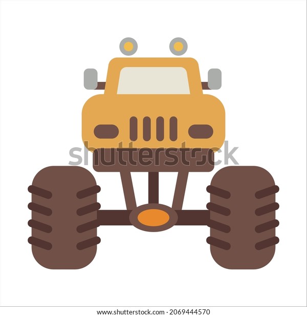 Monster truck vector illustration in
cartoon style. Flat design for mobile app and web sites.
