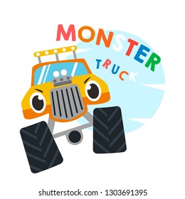 Monster truck vector illustration. Monster vehicle illustration