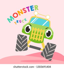 Monster truck vector illustration. Monster vehicle illustration