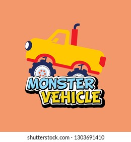 Monster truck vector illustration. Monster vehicle illustration