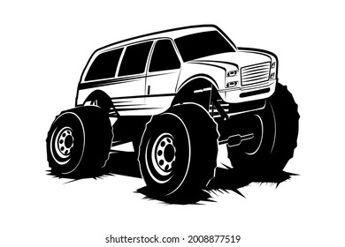 monster truck vector logo design inspiration, Design element for logo, poster, card, banner, emblem, t shirt. Vector illustration