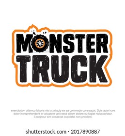 Monster Truck Vector Logo Design. Kids monster truck logo design. Fun monster truck vector logo.  monster truck icon. 