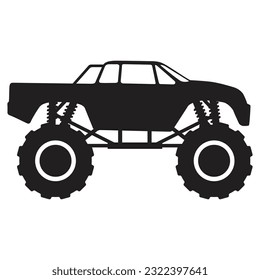 Monster Truck Vector v2, Black Silhouette
