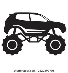 Monster Truck Vector v5, Black Silhouette