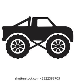 Monster Truck Vector v6, Black Silhouette