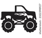 Monster Truck Vector v8, Black Silhouette