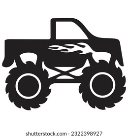 Monster Truck Vector v8, Black Silhouette