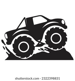 Monster Truck Vector v9, Schwarze Silhouette