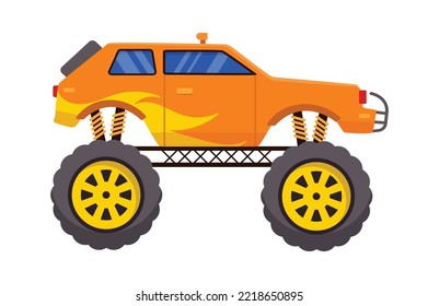 Monster truck vehicle flat illustration