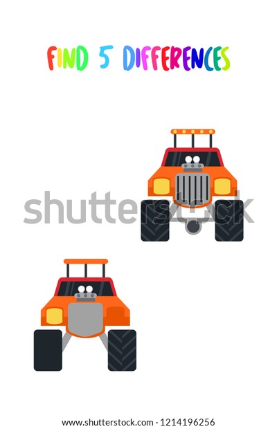 Monster truck vehicle illustration. Find 5\
differences from this vehicle\
vector