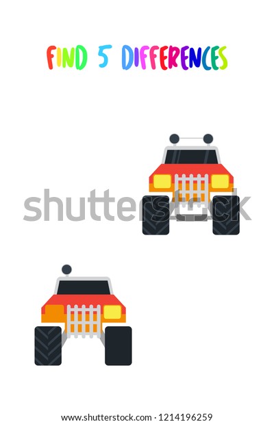 Monster truck vehicle illustration. Find 5\
differences from this vehicle\
vector