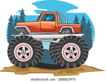 monster truck in view background vector