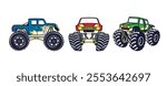 Monster trucks cars set.Vector illustration