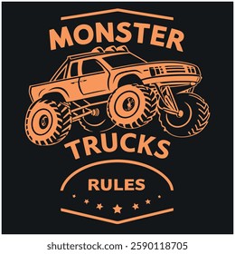 Monster Trucks Rule T-Shirt - Bold Graphic for Truck Enthusiasts