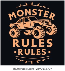 Monster Trucks Rule T-Shirt - Bold Graphic for Truck Enthusiasts