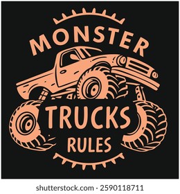 Monster Trucks Rule T-Shirt - Bold Graphic for Truck Enthusiasts