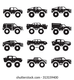 Monster Trucks Vector Set Stock Vector (Royalty Free) 313159400