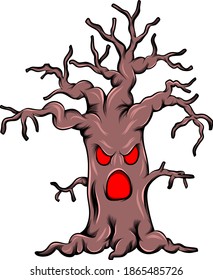 The monster trunk tree with the scary face for the horror story book inspiration